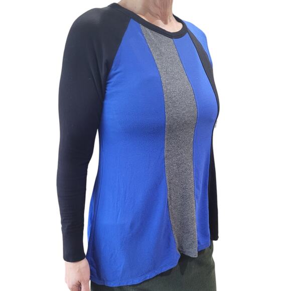 Calvin Klein Color Block Stretch Tunic Blouse Small Asymmetrical Modern Capsule - Picture 2 of 10